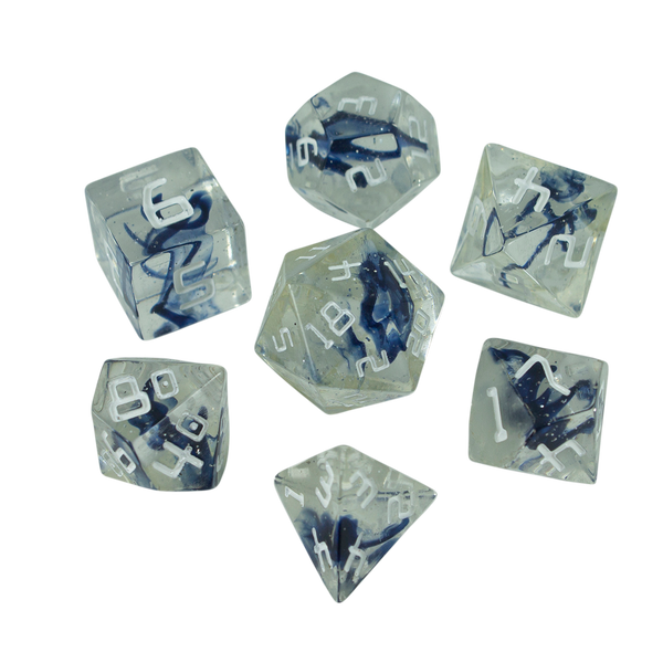 Starfarer 'Polaris' Clear / Blue Sci-Fi RPG dice