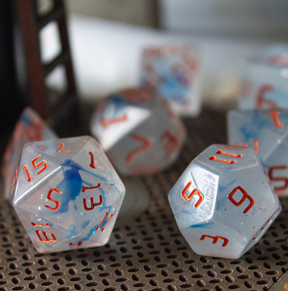Starfarer 'Cyborg' Grey/Blue Sci-Fi RPG dice