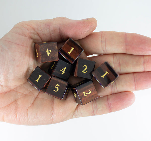 Luxury Stone Dice - Red Tiger's Eye - 8D6 set