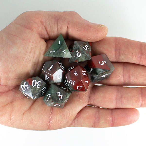 Luxury Stone DnD Dice - Blood Stone - Full RPG Set