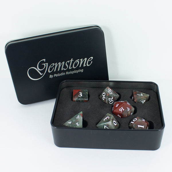 Luxury Stone DnD Dice - Blood Stone - Full RPG Set