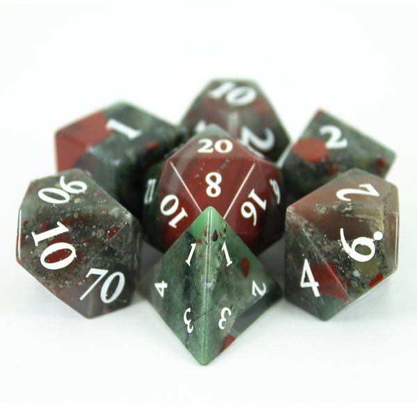 Luxury Stone DnD Dice - Blood Stone - Full RPG Set