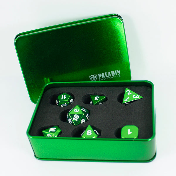 Green Metal Dice Set, In Presentation Tin