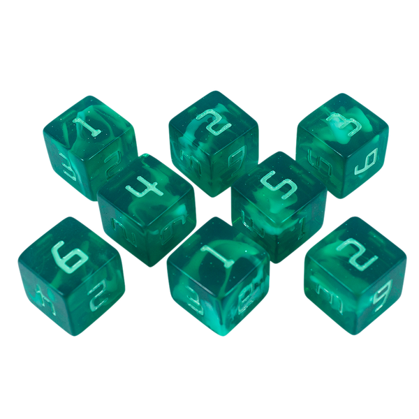 Starfarer 'Quasar' Green and White 8D6 dice