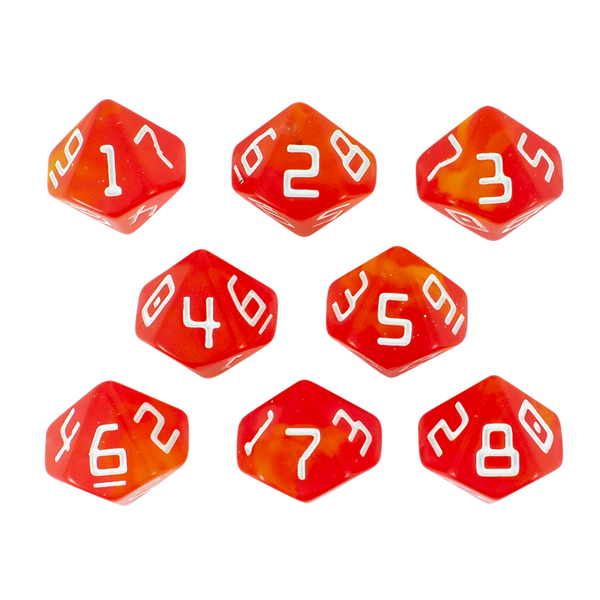 Starfarer 'Red Dwarf' Red and Yellow 8D10 dice