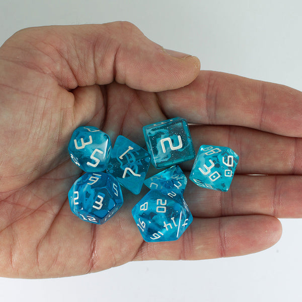 Starfarer 'Andromeda' Blue and White Sci-Fi RPG dice