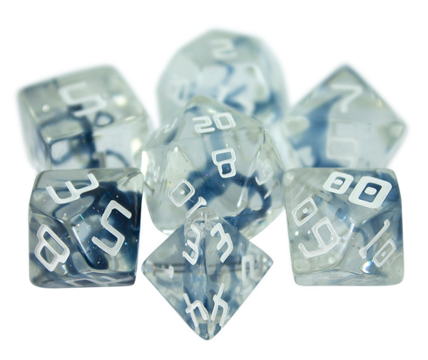 Starfarer 'Polaris' Clear / Blue Sci-Fi RPG dice