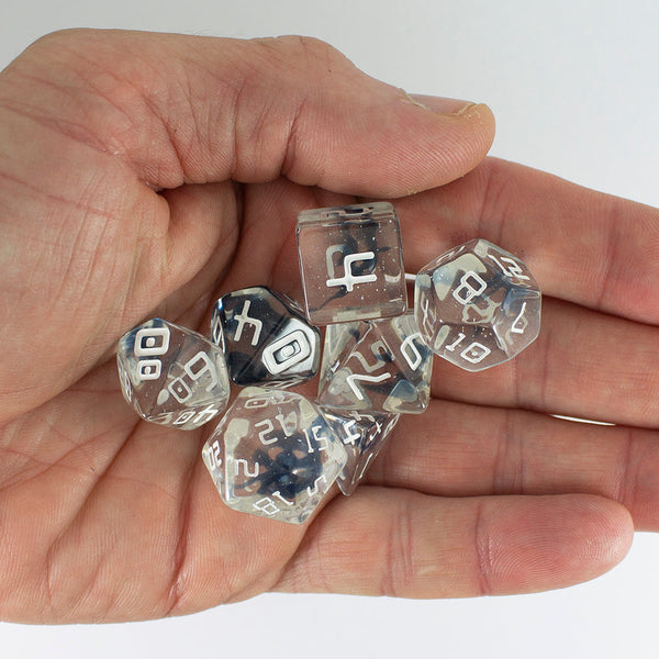 Starfarer 'Polaris' Clear / Blue Sci-Fi RPG dice