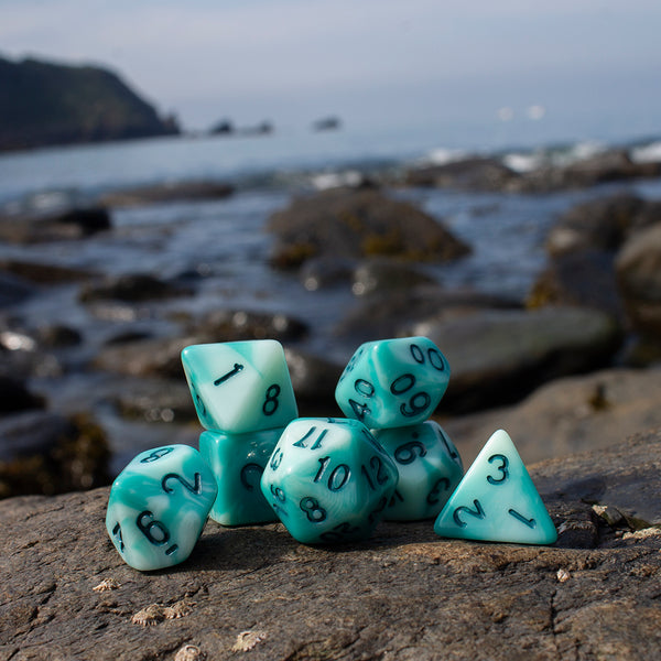 'Ocean Spray' Teal and Blue Dice - Expanded Polyhedral Set With Extra D20