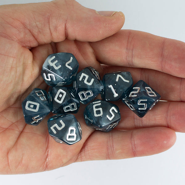 Starfarer 'Mothership' Grey/Blue 8D10 dice