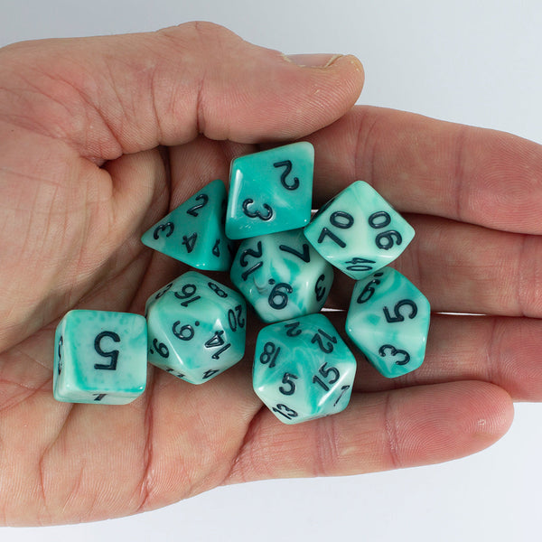 'Ocean Spray' Teal and Blue Dice - Expanded Polyhedral Set With Extra D20