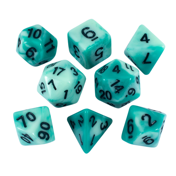 'Ocean Spray' Teal and Blue Dice - Expanded Polyhedral Set With Extra D20