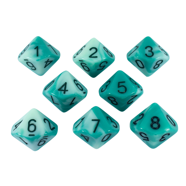 'Ocean Spray' Teal and Blue 8 D10 Dice Set