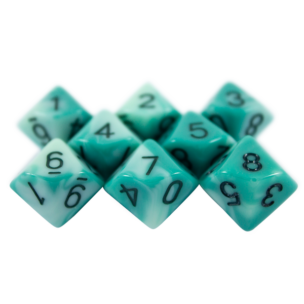 'Ocean Spray' Teal and Blue 8 D10 Dice Set