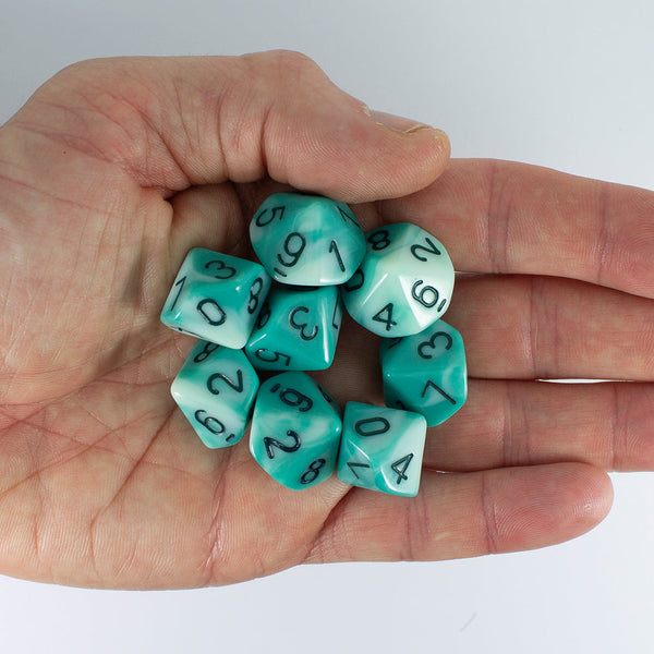 'Ocean Spray' Teal and Blue 8 D10 Dice Set