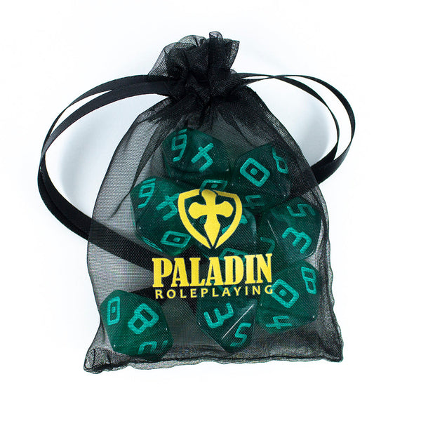 Starfarer 'Quasar' Green and White 8D10 dice