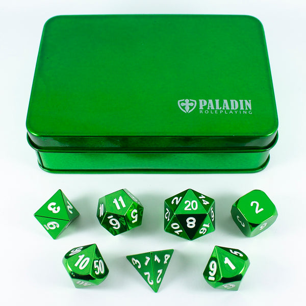 Green Metal Dice Set, In Presentation Tin