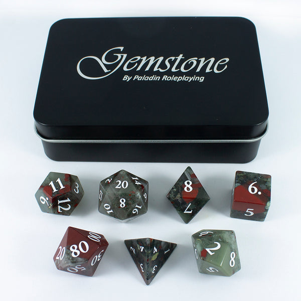 Luxury Stone DnD Dice - Blood Stone - Full RPG Set