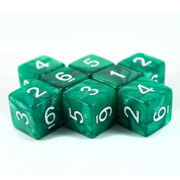 Green Pearl Dice - 8D6 Set - 'Emerald'