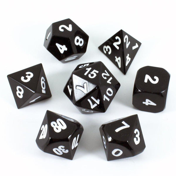 Black Metal Polyhedral Dice Set - In Presentation Case - Paladin Roleplaying