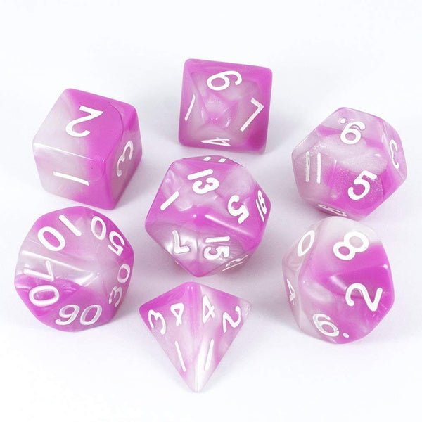 'Cherry Blossom' Pink and White Dice - RPG Dice Set - Paladin Roleplaying