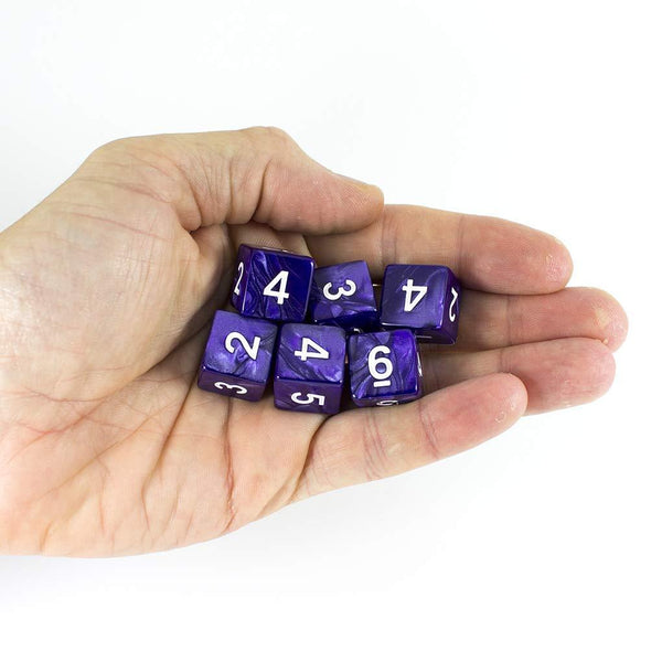 Purple D6 Dice - Pearl Effect - Set of Six - Paladin Roleplaying