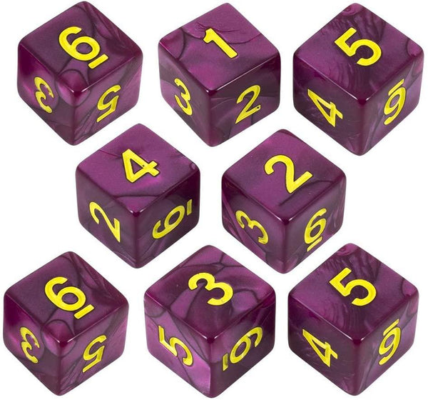 Purple Pearl Dice - 8D6 Set - 'Plum' - Paladin Roleplaying