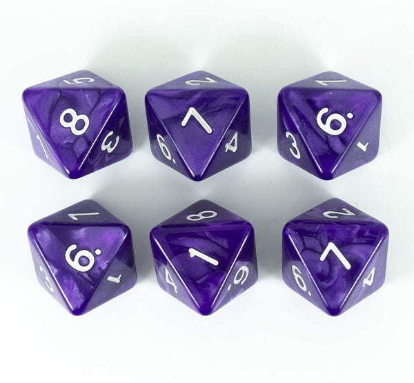 Purple D8 Dice - Pearl Effect - Set Of Six