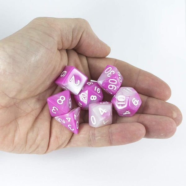 'Cherry Blossom' Pink and White Dice - RPG Dice Set - Paladin Roleplaying