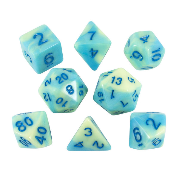 'Blue Mist' Blue and Yellow Dice - Expanded Polyhedral Set With Extra D20 - Paladin Roleplaying