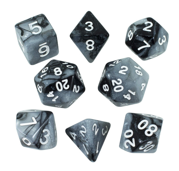 'Claws Of Darkness' Grey and Black Dice - Expanded Polyhedral Set With Extra D20 - Paladin Roleplaying