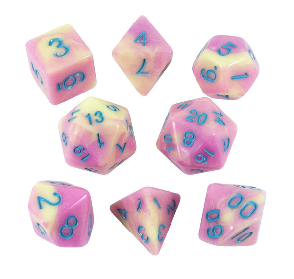 'Love Potion' Pink and Yellow Dice - Expanded Polyhedral Set With Extra D20 - Paladin Roleplaying