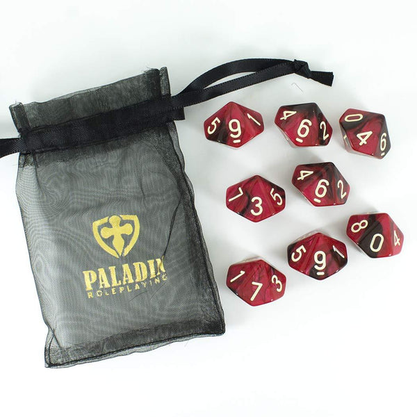 'Blood God' Red and Brown 8 D10 Dice Set - Paladin Roleplaying