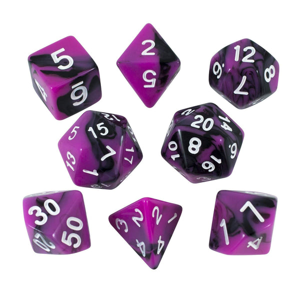 'Succubus' Magenta and Black Dice - Expanded Polyhedral Set With Extra D20 - Paladin Roleplaying