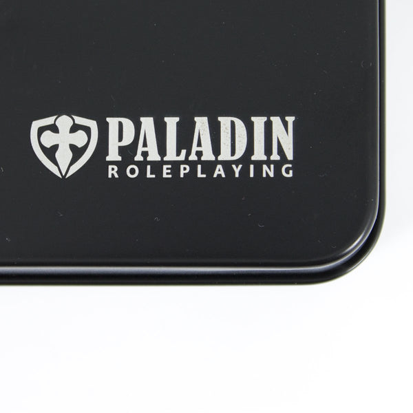 Paladin Roleplaying Metal Dice Tin - Black - Paladin Roleplaying