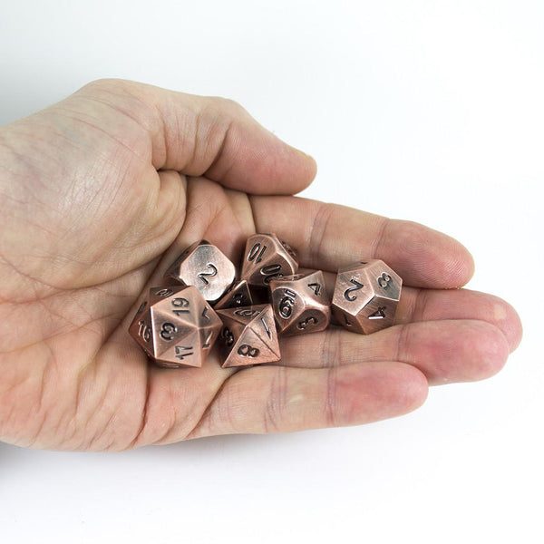 Antique Bronze Metal Dice Set, In Presentation Tin - Paladin Roleplaying