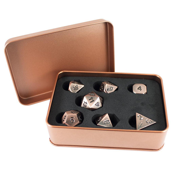 Antique Bronze Metal Dice Set, In Presentation Tin - Paladin Roleplaying