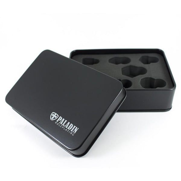 Paladin Roleplaying Metal Dice Tin - Black - Paladin Roleplaying