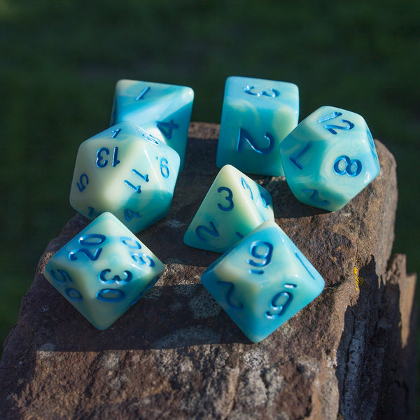 'Blue Mist' Blue and Yellow Dice - Expanded Polyhedral Set With Extra D20