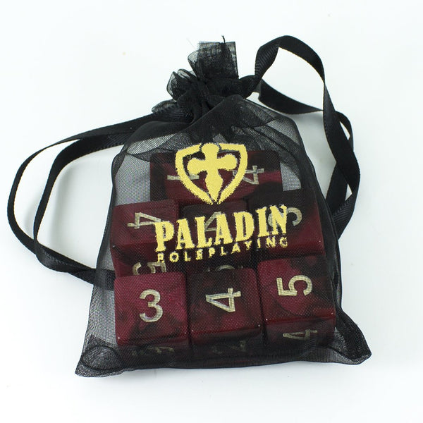 'Blood God' Red and Brown Marble 8 D6 Dice Set - Paladin Roleplaying