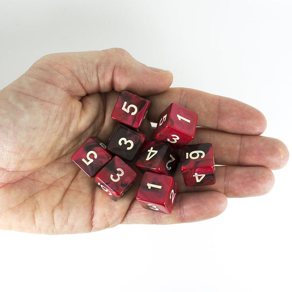 'Blood God' Red and Brown Marble 8 D6 Dice Set - Paladin Roleplaying