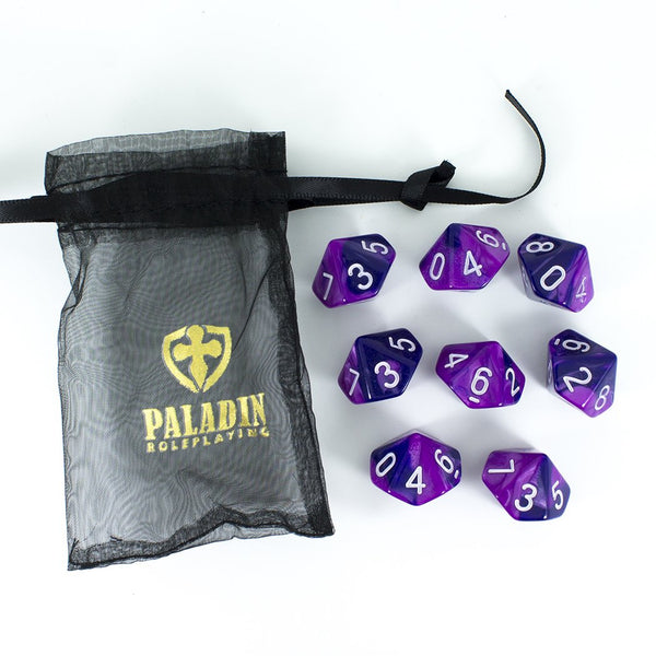 'Purple Worm' Purple and Blue 8 D10 Dice Set - Paladin Roleplaying