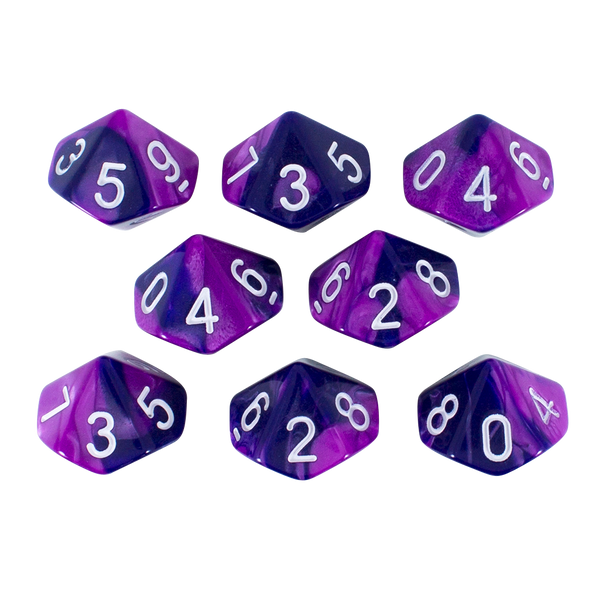 'Purple Worm' Purple and Blue 8 D10 Dice Set - Paladin Roleplaying