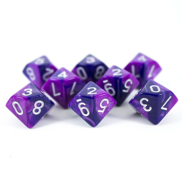 'Purple Worm' Purple and Blue 8 D10 Dice Set - Paladin Roleplaying