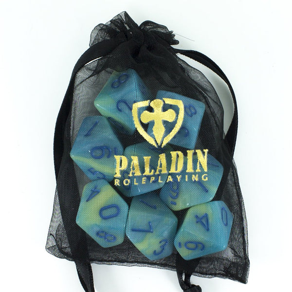 'Blue Mist' Blue and Yellow 8 D10 Dice Set - Paladin Roleplaying