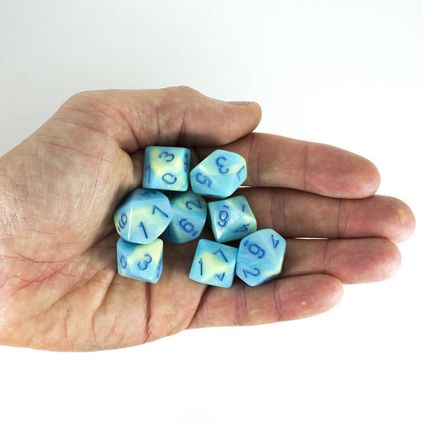 'Blue Mist' Blue and Yellow 8 D10 Dice Set - Paladin Roleplaying