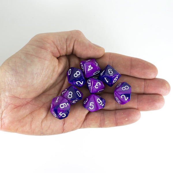 'Purple Worm' Purple and Blue 8 D10 Dice Set - Paladin Roleplaying