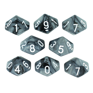 'Claws Of Darkness' Grey and Black 8 D10 Dice Set - Paladin Roleplaying