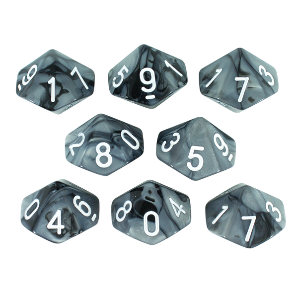'Claws Of Darkness' Grey and Black 8 D10 Dice Set - Paladin Roleplaying