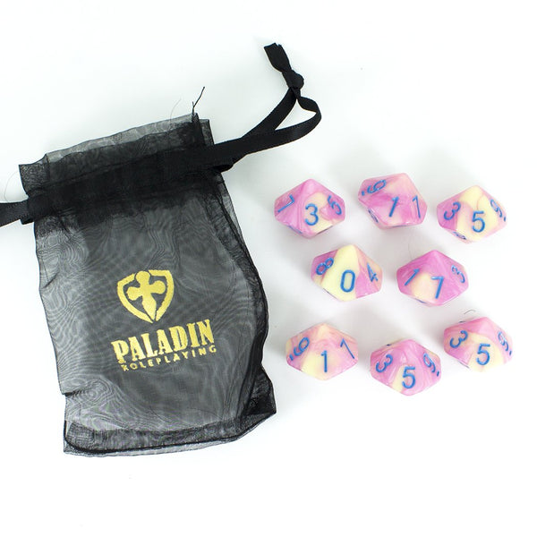 'Love Potion' Pink and Yellow 8 D10 Dice Set - Paladin Roleplaying